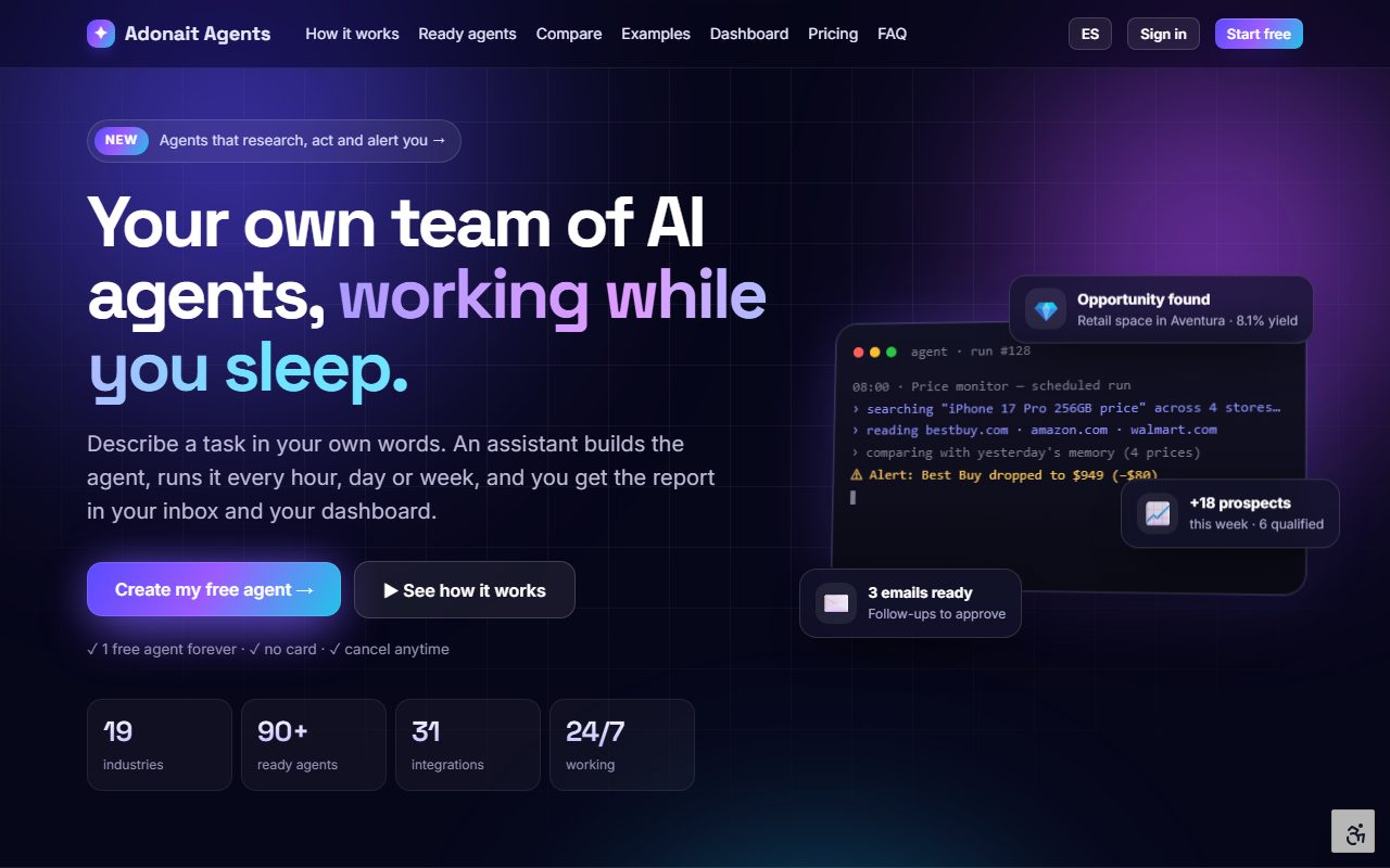 Adonait Agents — screenshot