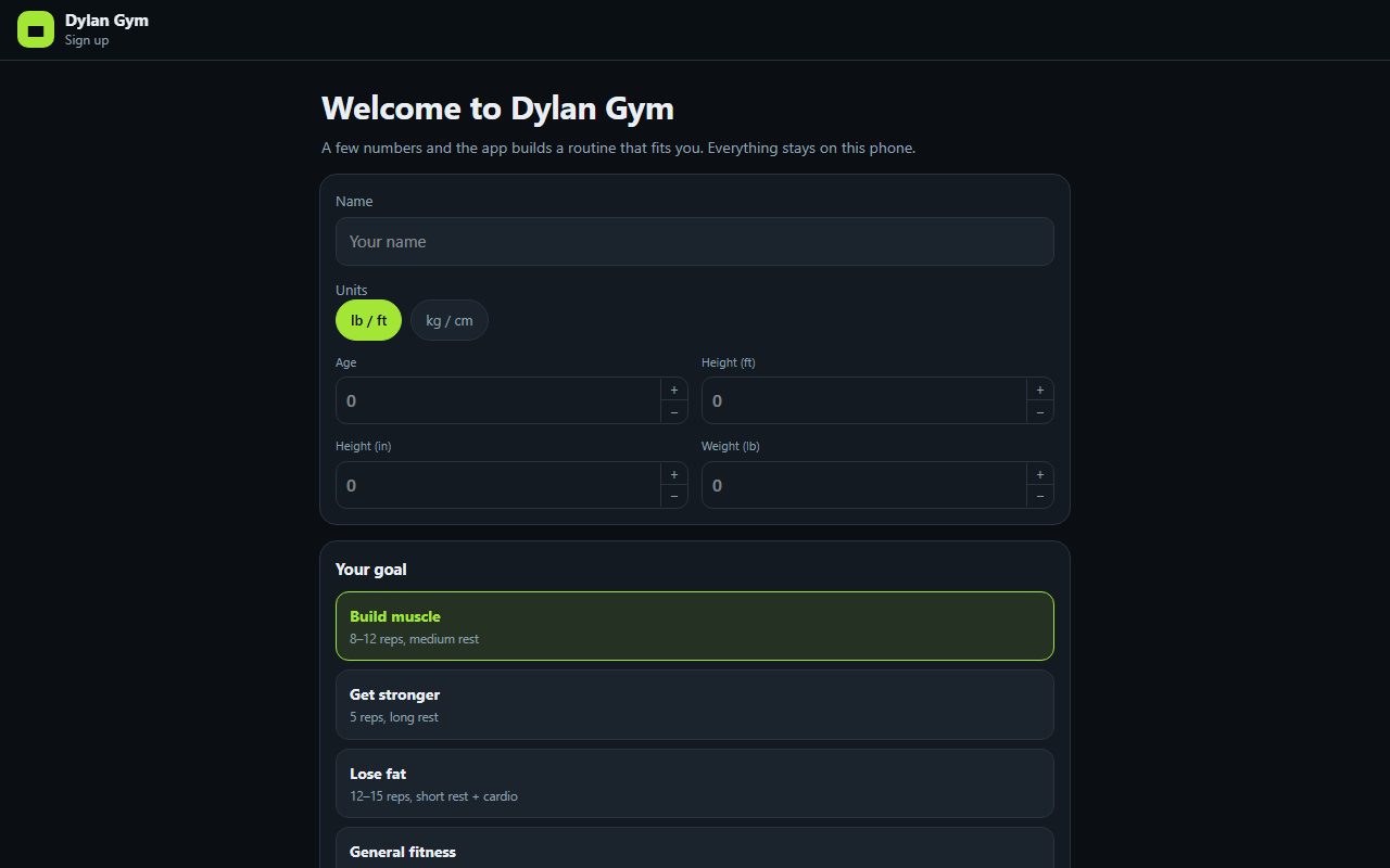 Dylan Gym — screenshot